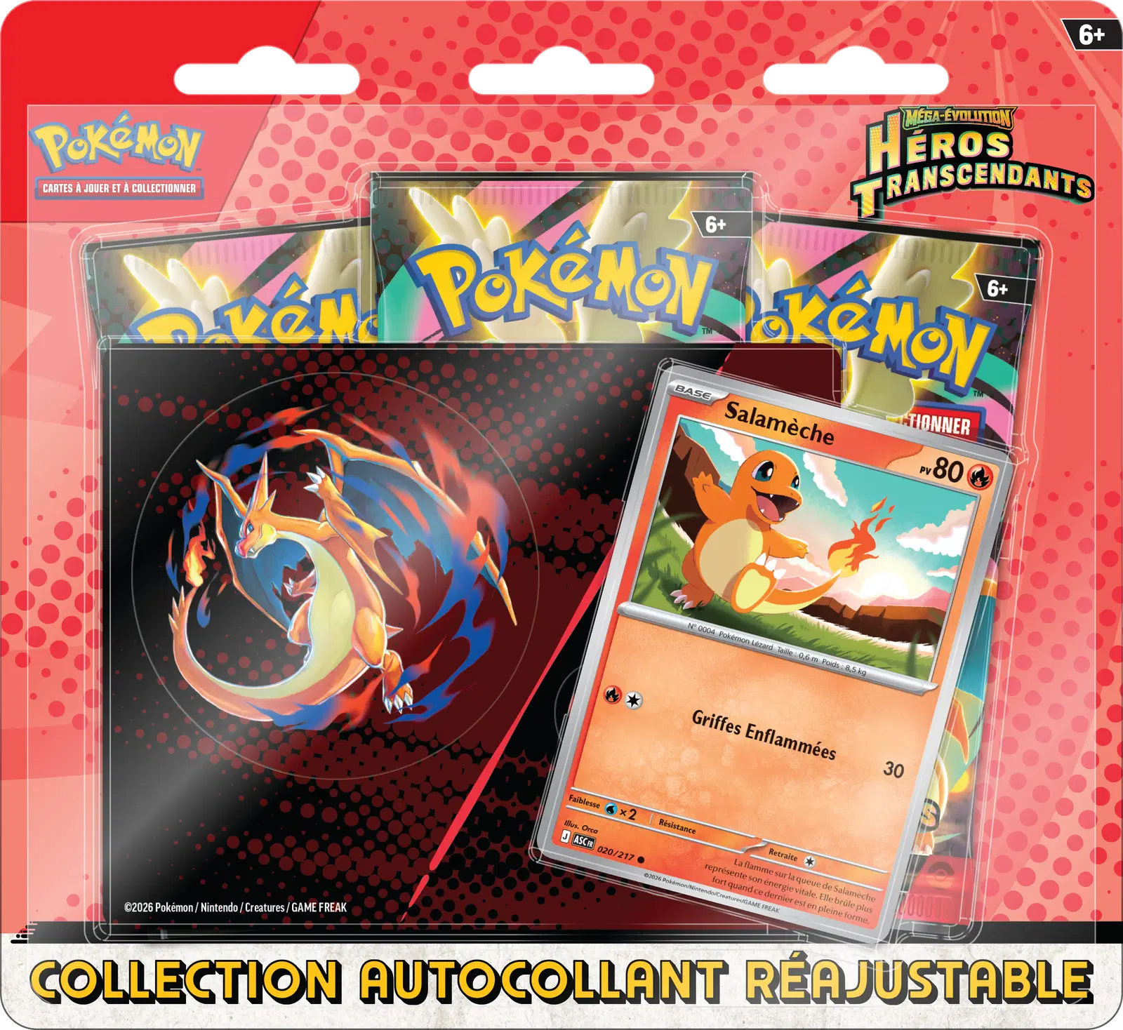 Pack 3 boosters Collection autocollant réajustable Méga-Évolution : Héros Transcendants : 1/2