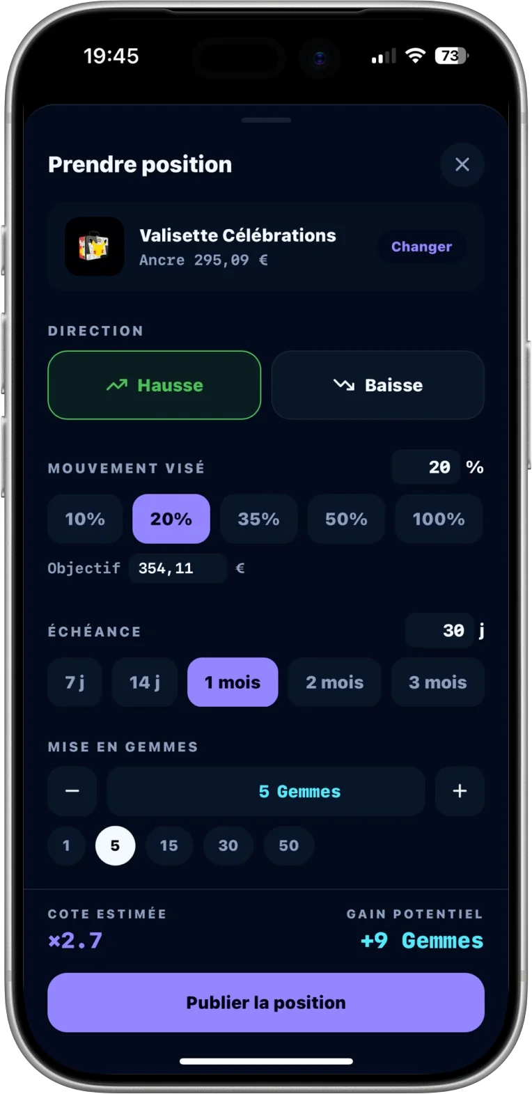 Une prise de position dans l'appli Pokéindex